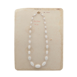Czech vintage necklace white oval melon crystal rondelle glass beads