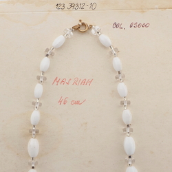 Czech vintage necklace white oval melon crystal rondelle glass beads