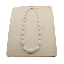 Czech vintage necklace white oval melon crystal rondelle glass beads