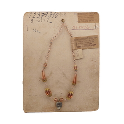 Czech vintage souvenir pendant necklace pink glass beads