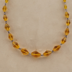Czech vintage necklace topaz yellow bicone glass beads