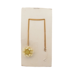 Czech vintage gold chain pendant necklace yellow satin atlas glass beads