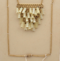 Czech vintage gold chain pendant necklace topaz satin atlas glass beads