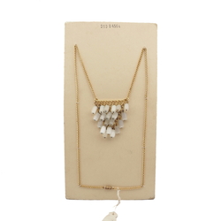 Czech vintage gold chain pendant necklace frost satin atlas bugle glass beads