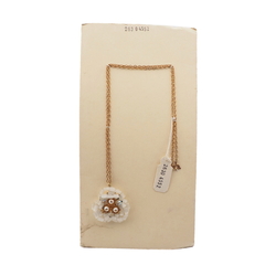 Czech vintage gold chain pendant necklace frost satin atlas pearl AB glass beads