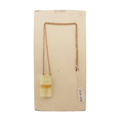 Czech vintage gold chain pendant necklace yellow satin atlas topaz glass beads