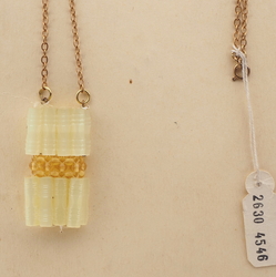Czech vintage gold chain pendant necklace yellow satin atlas topaz glass beads