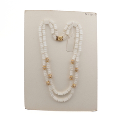 Czech vintage 2 strand necklace frost satin atlas bugle clear rondelle glass beads