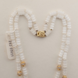 Czech vintage 2 strand necklace frost satin atlas bugle clear rondelle glass beads