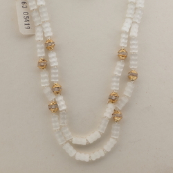 Czech vintage 2 strand necklace frost satin atlas bugle clear rondelle glass beads