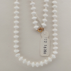 Czech vintage necklace white rondelle seed glass beads 30"