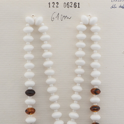 Czech vintage necklace white tortoise topaz rondelle glass beads 24"