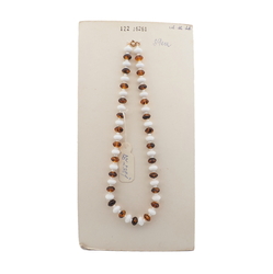 Czech vintage necklace white tortoise topaz rondelle glass beads 15"