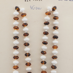 Czech vintage necklace white tortoise topaz rondelle glass beads 30"