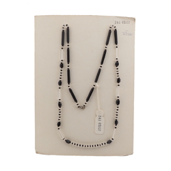 Czech vintage necklace black frost bugle rondelle glass beads 30"