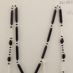 Czech vintage necklace black frost bugle rondelle glass beads 30"
