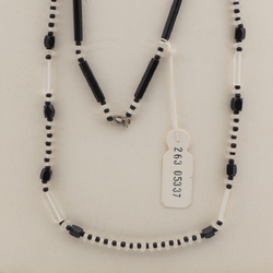 Czech vintage necklace black frost bugle rondelle glass beads 30"