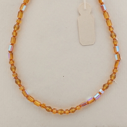Czech vintage necklace vitrail topaz pentagon oval glass beads
