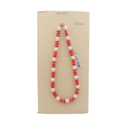 Czech vintage necklace red white round rondelle glass beads