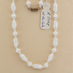 Czech vintage necklace white twist bicone glass beads