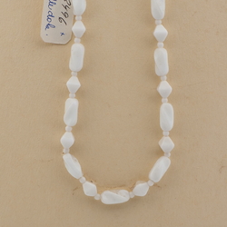 Czech vintage necklace white twist bicone glass beads 16"