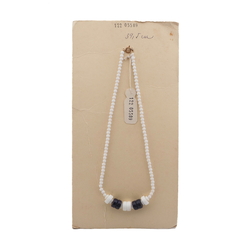 Czech vintage necklace white blue round rondelle glass beads 