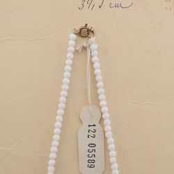 Czech vintage necklace white blue round rondelle glass beads 