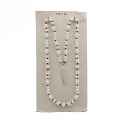 Czech vintage necklace white bicone flower bugle round glass beads 