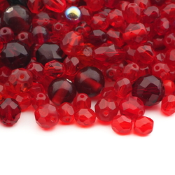 Lot (500) Czech vintage assorted red glass beads