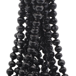 Hank (280) antique Victorian Czech blown black glass beads 7mm