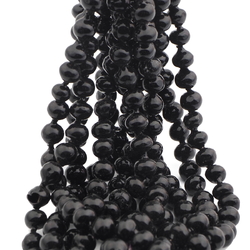 Hank (280) antique Victorian Czech blown black glass beads 8mm