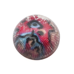 Antique Czech peacock moonglow glass cabochon 13mm