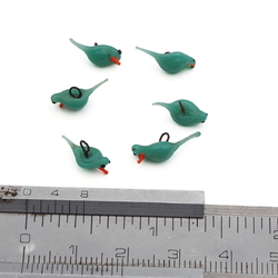 Lot (6) Czech antique micro lampwork chrysopase green glass bird pendant beads