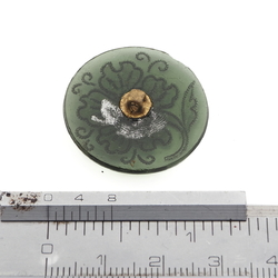 Antique Victorian Czech silver floral glass button 27mm