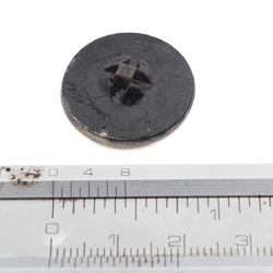 Antique Victorian Czech silver marcasite floral black glass button 22mm