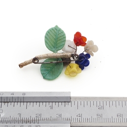 Vintage Czech lampwork glass bead flower pin brooch 1920's Deco