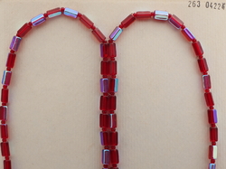Vintage Czech necklace vitrail red pentagon glass beads 