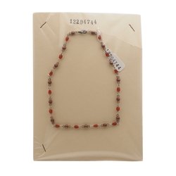 Vintage Czech link chain necklace round oval glass beads