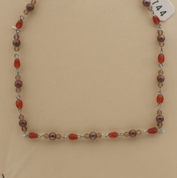 Vintage Czech link chain necklace round oval glass beads