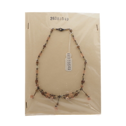 Vintage Czech link chain necklace metallic lustre flower pendant glass beads
