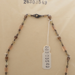 Vintage Czech link chain necklace metallic lustre flower pendant glass beads
