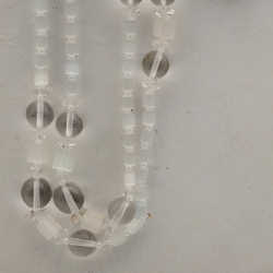 Vintage Czech necklace clear satin atlas glass beads 39"