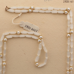 Vintage Czech necklace frost satin atlas pearl glass beads 52"