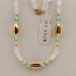 Vintage Czech necklace frost satin atlas faceted glass beads 