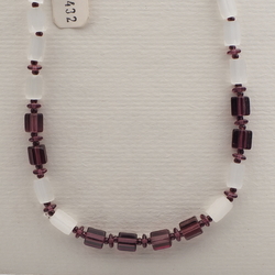 Vintage Czech necklace satin atlas purple glass beads 