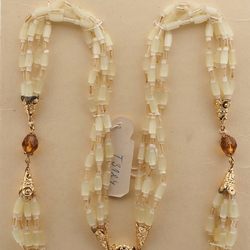 Vintage Czech 4 to 6 strand necklace topaz yellow satin atlas glass beads 