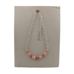 Vintage Czech necklace satin atlas pink opaline rondelle glass beads 