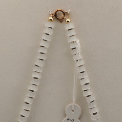 Vintage Czech necklace satin atlas pink opaline rondelle glass beads 