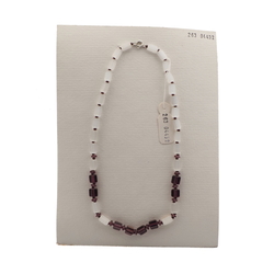 Vintage Czech necklace satin atlas purple glass beads