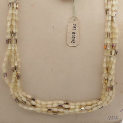 Vintage Czech 5 strand necklace yellow satin atlas vitrail glass beads 